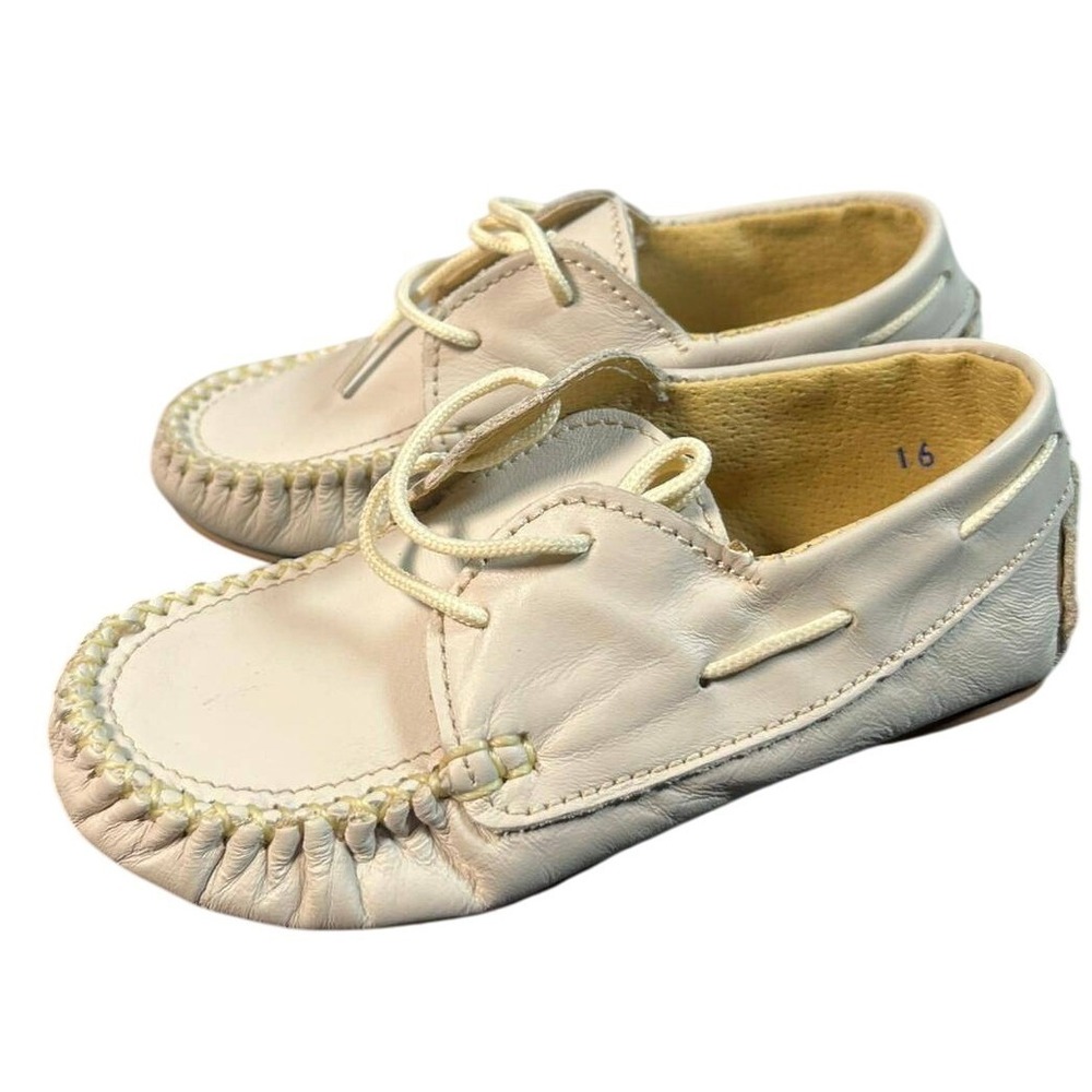 Angel Infant Baby Oxfords Moccasins Leather Shoes White Lace‎ Up US 10